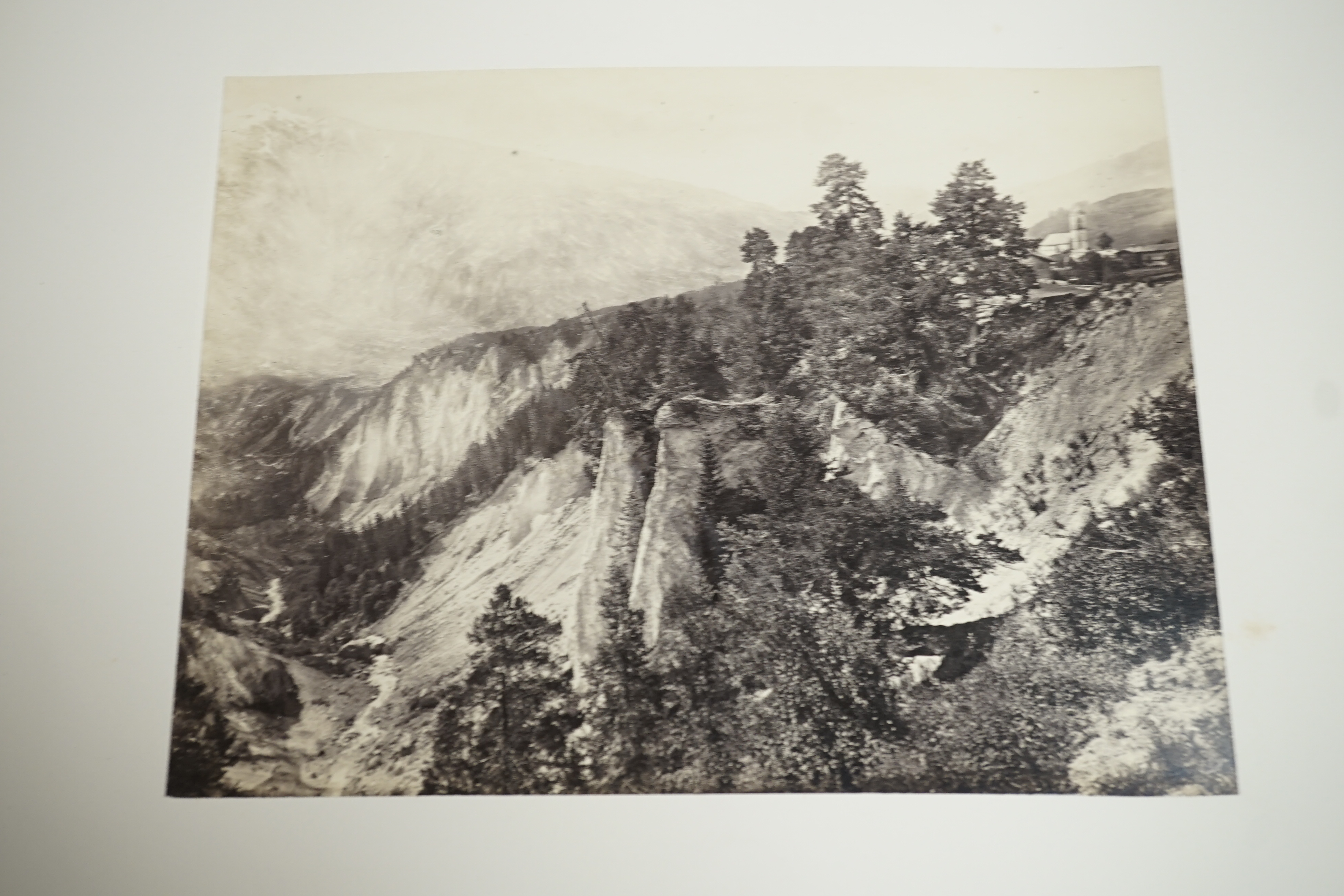 Forty one, unframed, late 19th / early 20th century black and white photographs, mostly European alpine scenes, inscribed in pencil with the titles, the majority 15 x 20cm